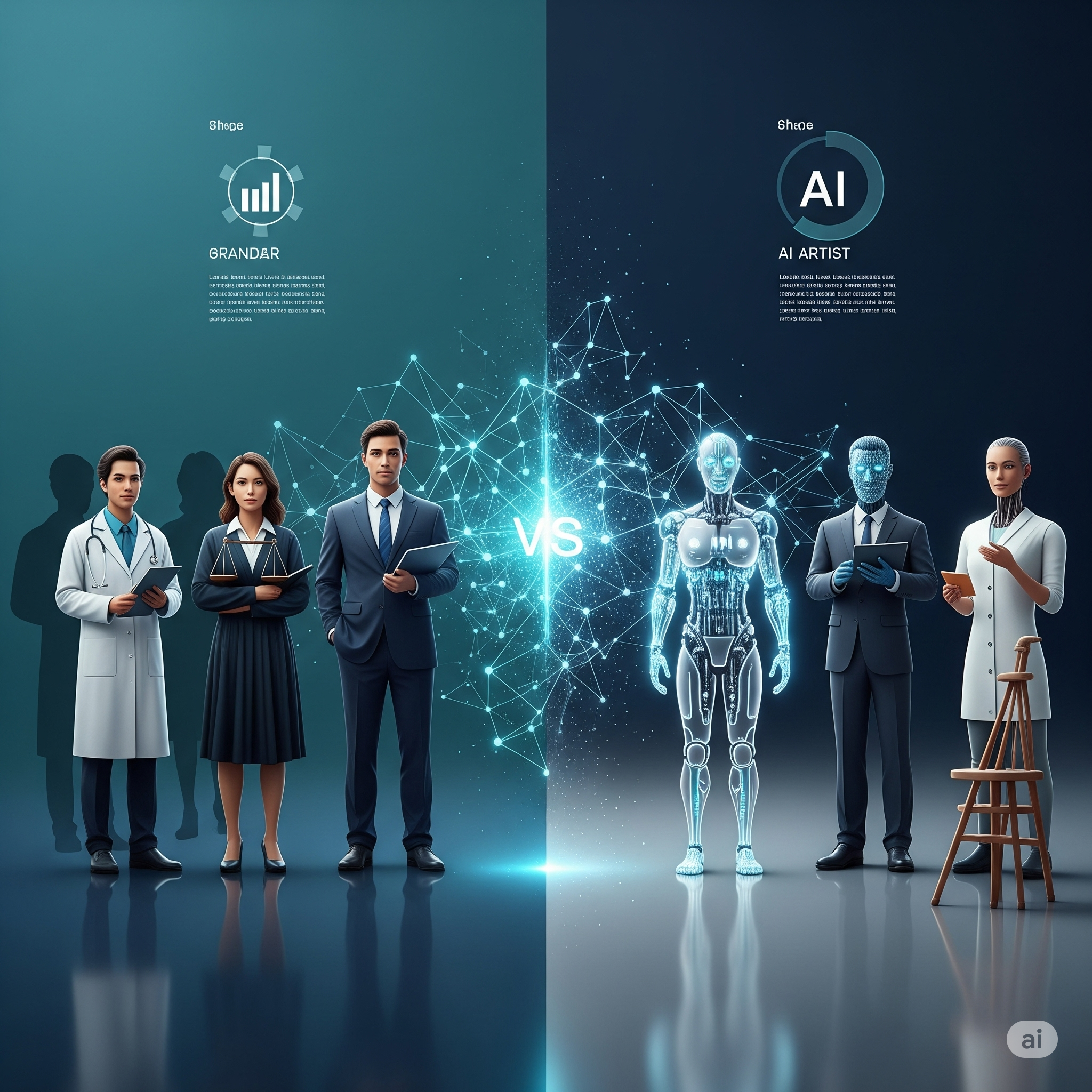 AIによって代替される様々な職業のイメージ